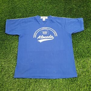 Vintage 80s Almenda Bobcat Shirt L/XL 21x25 Blue Elementary